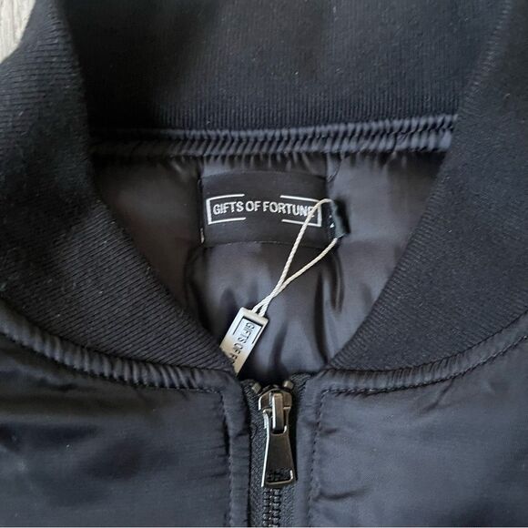 Men’s Gifts of Fortune Black Nylon Anarchy Bomber Jacket Size Medium - Picture 7 of 8
